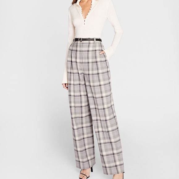 Plaid Pleat Front Trouser - New With Tags - NEVER WORN - Sage Multi